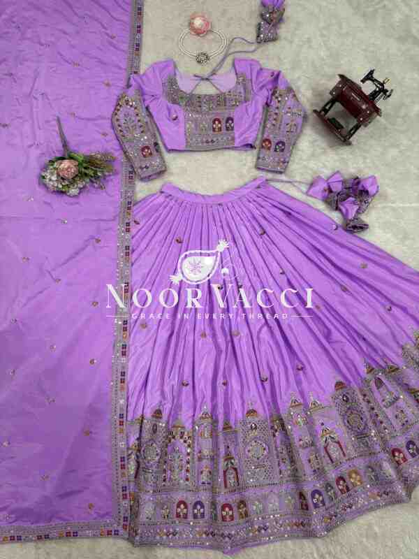 Natural Crepe Silk Lehenga with Thread and Sequence Work Semi-Stitched Set - Image 8