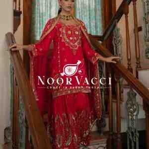 Chinon Silk Embroidered Sharara Plazo Set with Dupatta