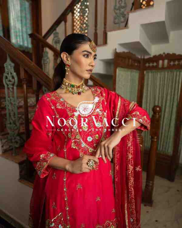 Chinon Silk Embroidered Sharara Plazo Set with Dupatta - Image 5