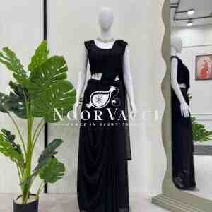 Ready-to-Wear Faux Georgette Dhoti Style Outfit with Embroidered Waist Belt