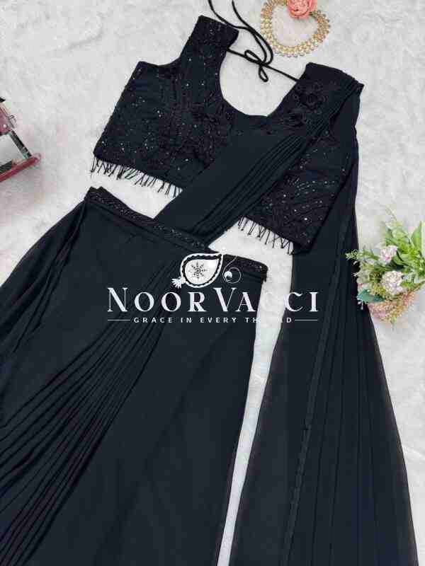 Ready-to-Wear Faux Georgette Dhoti Style Outfit with Embroidered Waist Belt - Image 8