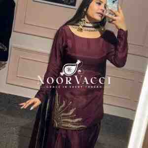 Natural Crepe Silk Handworked Salwar Suit with Dupatta