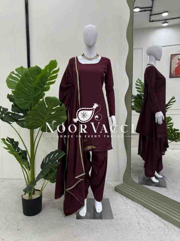Natural Crepe Silk Handworked Salwar Suit with Dupatta - Image 6
