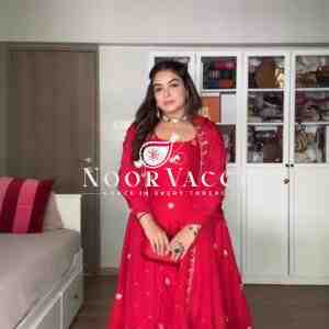 Faux Georgette Handworked Suit with Pant and Embellished Dupatta