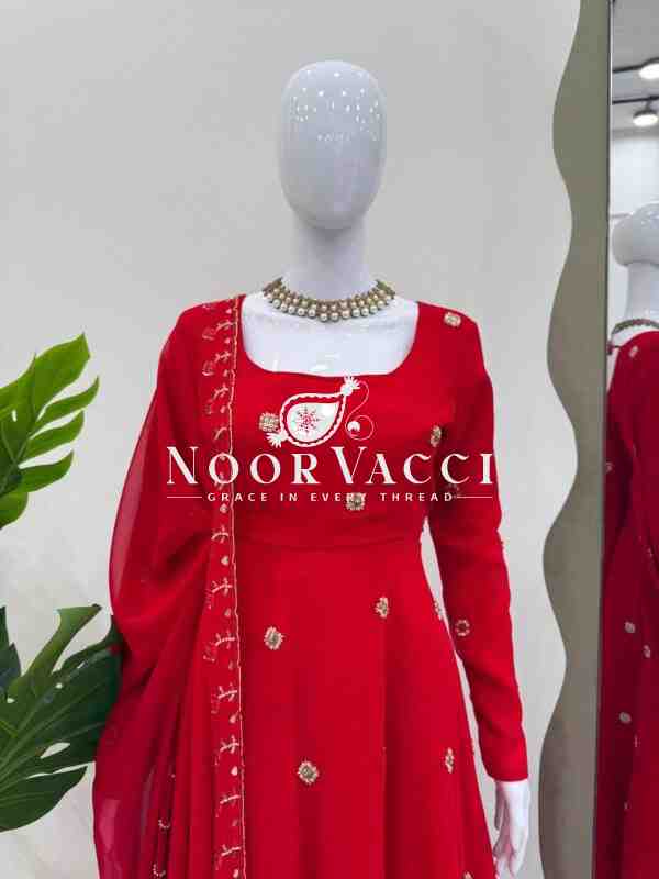 Faux Georgette Handworked Suit with Pant and Embellished Dupatta - Image 4