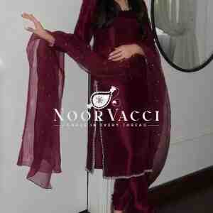 Jimmy Choo Silk Embroidered Top-Bottom Set with Dupatta – Ready to Wear