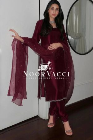 Shop Jimmy Choo Silk Embroidered Top-Bottom Set with Dupatta – Ready to Wear