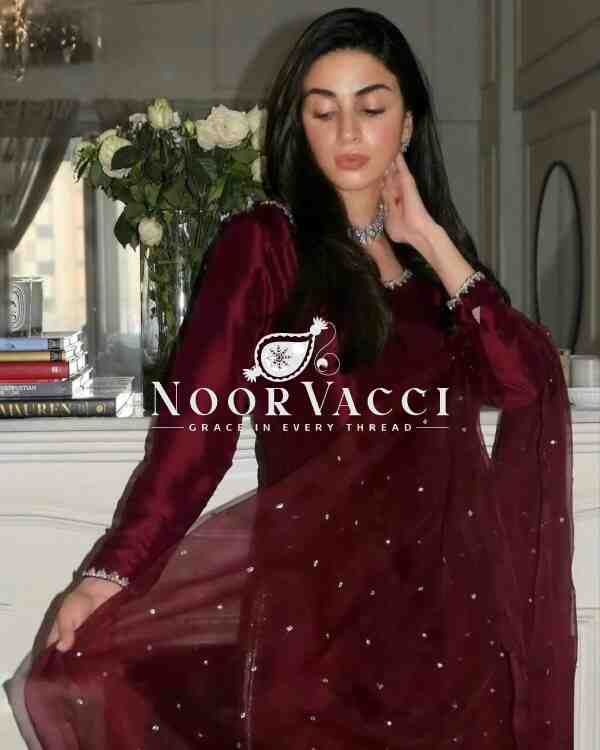 Jimmy Choo Silk Embroidered Top-Bottom Set with Dupatta – Ready to Wear - Image 2