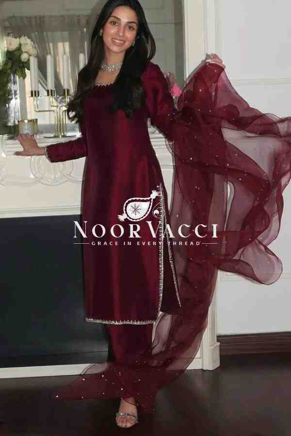 Jimmy Choo Silk Embroidered Top-Bottom Set with Dupatta – Ready to Wear - Image 6