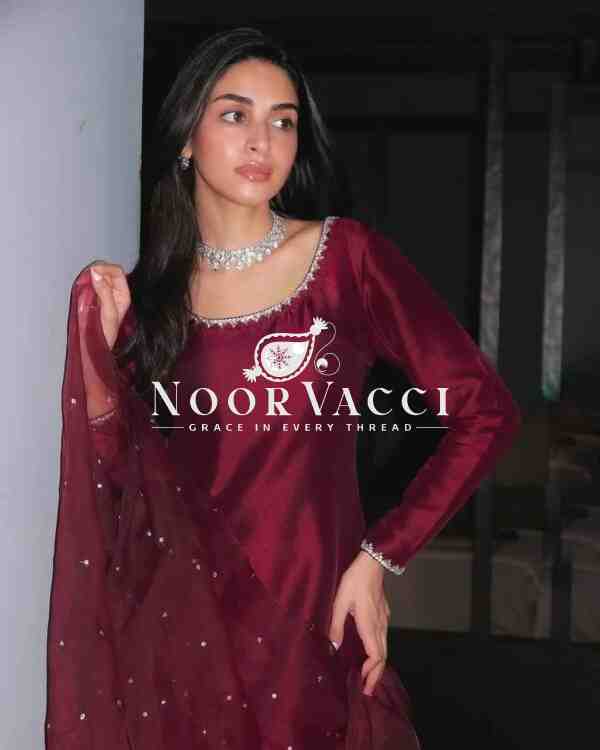 Jimmy Choo Silk Embroidered Top-Bottom Set with Dupatta – Ready to Wear - Image 3