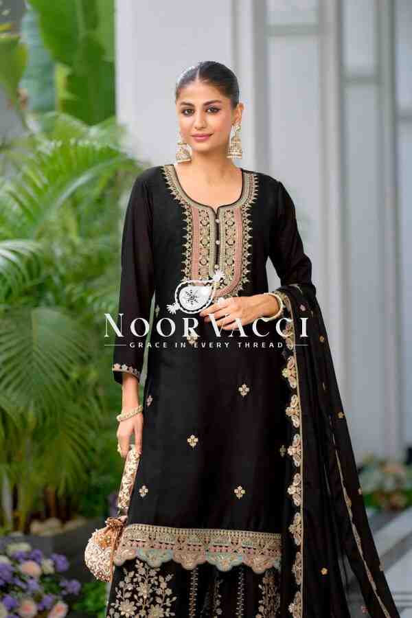 Heavy Chinon Silk Embroidered Top Sharara & Dupatta Set - Image 3