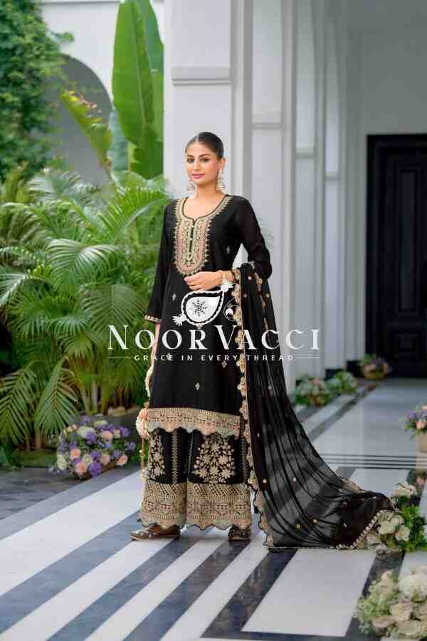 Heavy Chinon Silk Embroidered Top Sharara & Dupatta Set