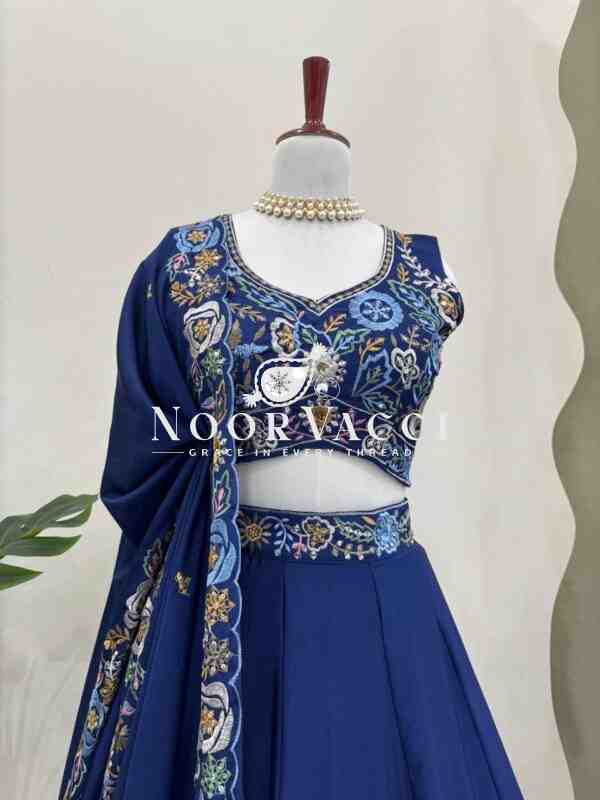 Heavy Chinon Silk Lehenga Set with 4m Flair & Sequin Embroidery - Image 4