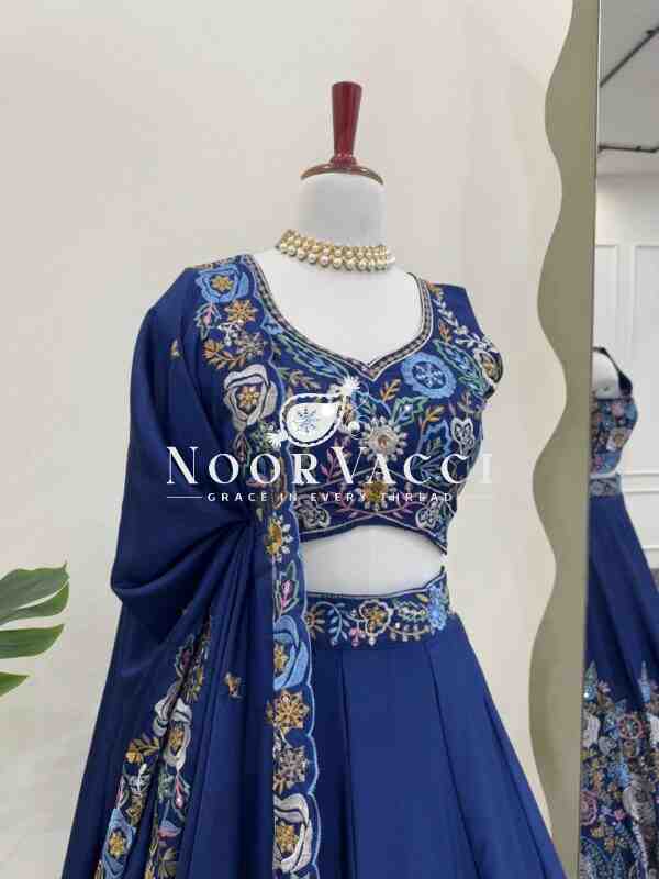 Heavy Chinon Silk Lehenga Set with 4m Flair & Sequin Embroidery - Image 5