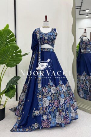 Buy Heavy Chinon Silk Lehenga Set with 4m Flair & Sequin Embroidery