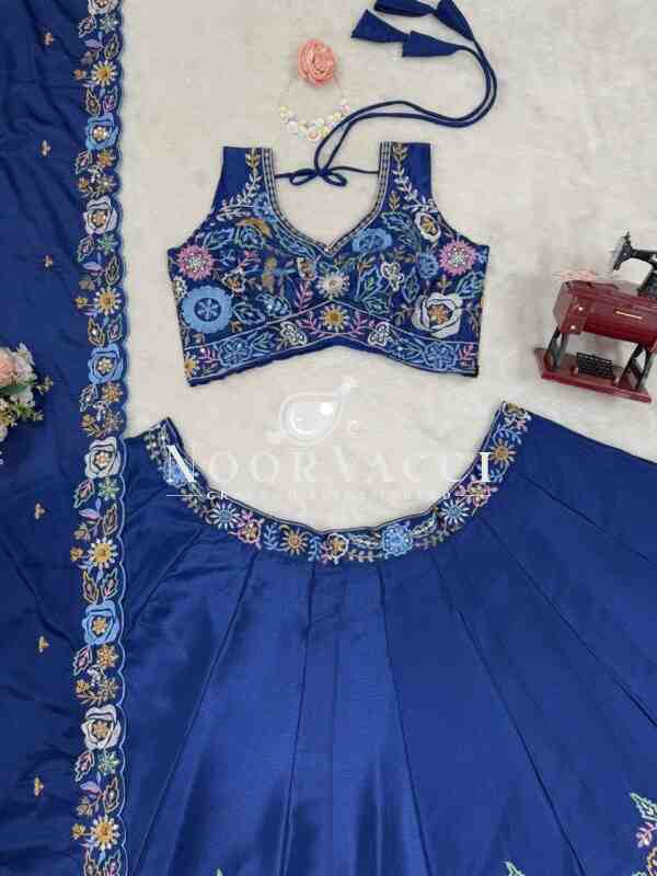 Heavy Chinon Silk Lehenga Set with 4m Flair & Sequin Embroidery - Image 7