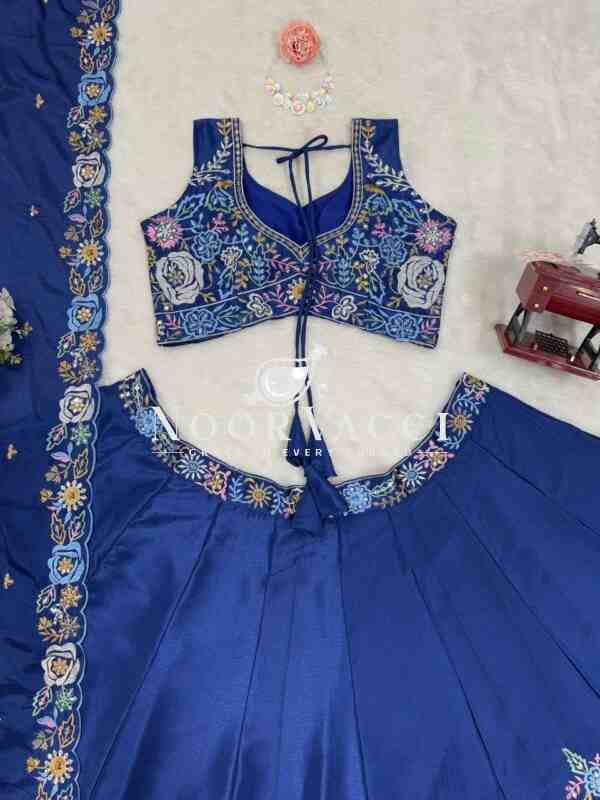 Heavy Chinon Silk Lehenga Set with 4m Flair & Sequin Embroidery - Image 8
