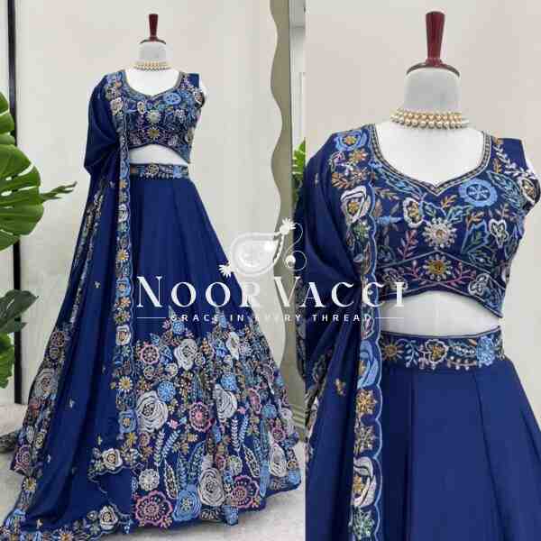 Heavy Chinon Silk Lehenga Set with 4m Flair & Sequin Embroidery - Image 2