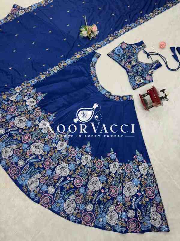 Heavy Chinon Silk Lehenga Set with 4m Flair & Sequin Embroidery - Image 6