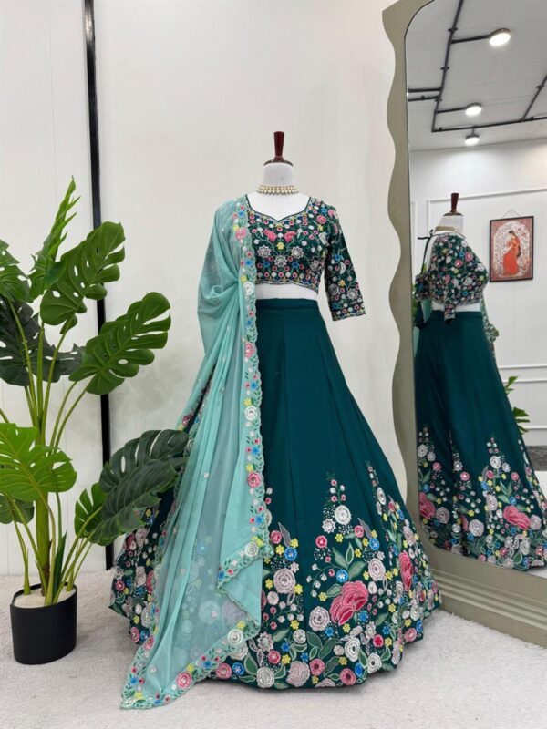 Buy Designer Chinon Silk Lehenga with Georgette Dupatta