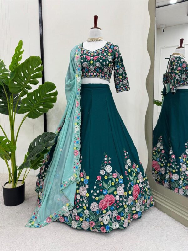 Buy Designer Chinon Silk Lehenga with Georgette Dupatta - Image 3