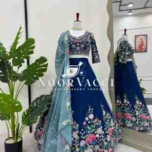 Designer Chinon Silk Lehenga with Georgette Dupatta
