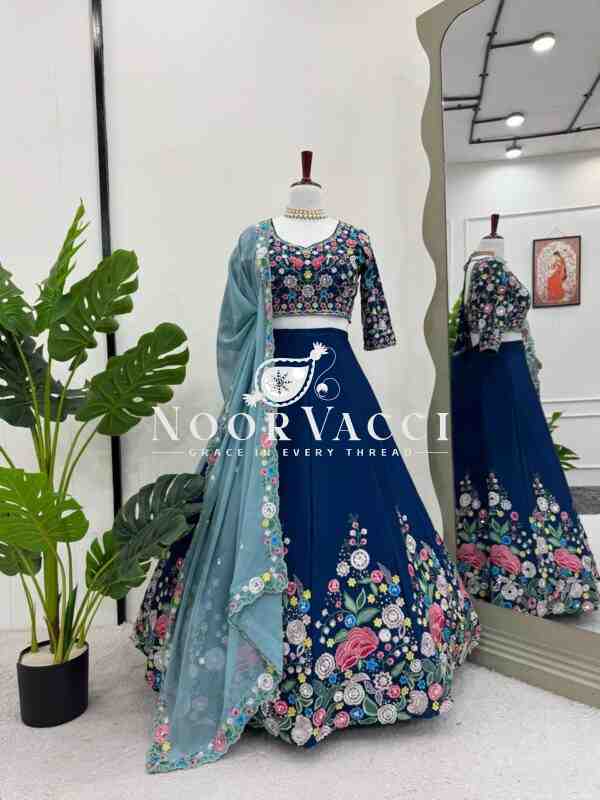 Designer Chinon Silk Lehenga with Georgette Dupatta