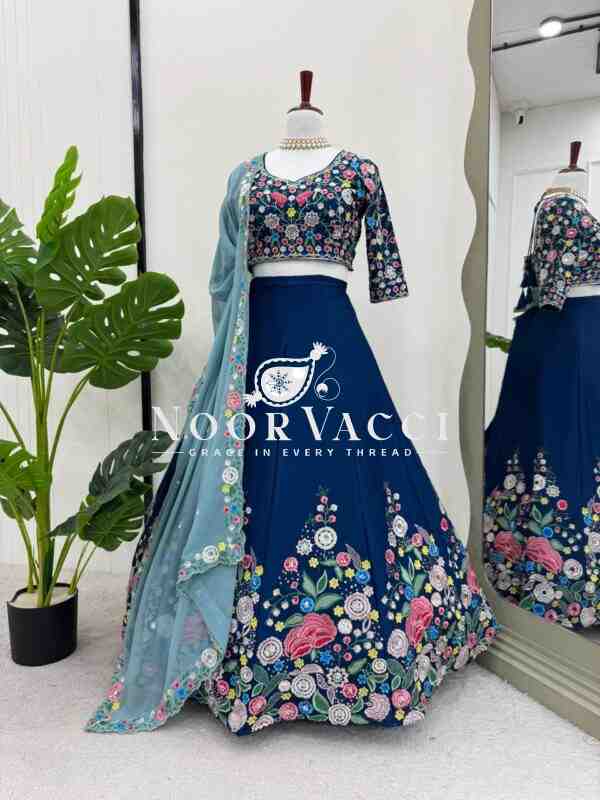 Designer Chinon Silk Lehenga with Georgette Dupatta - Image 3
