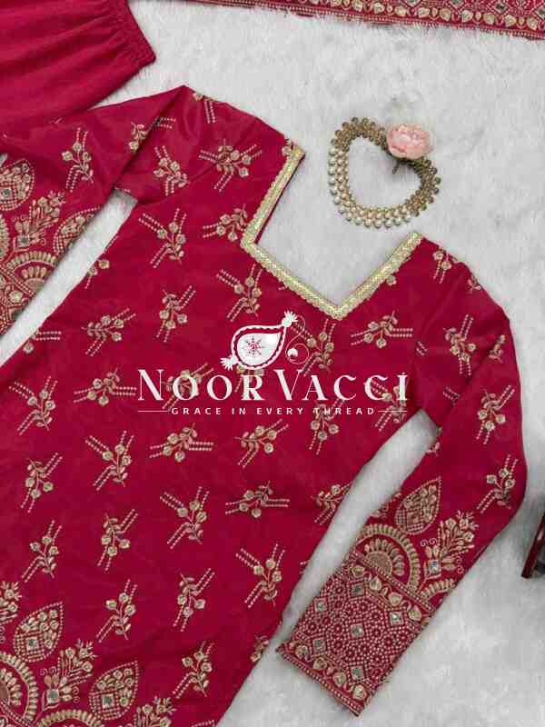 Shimmer Silk Real Mirror Work Sharara Set with Dupatta - Image 9
