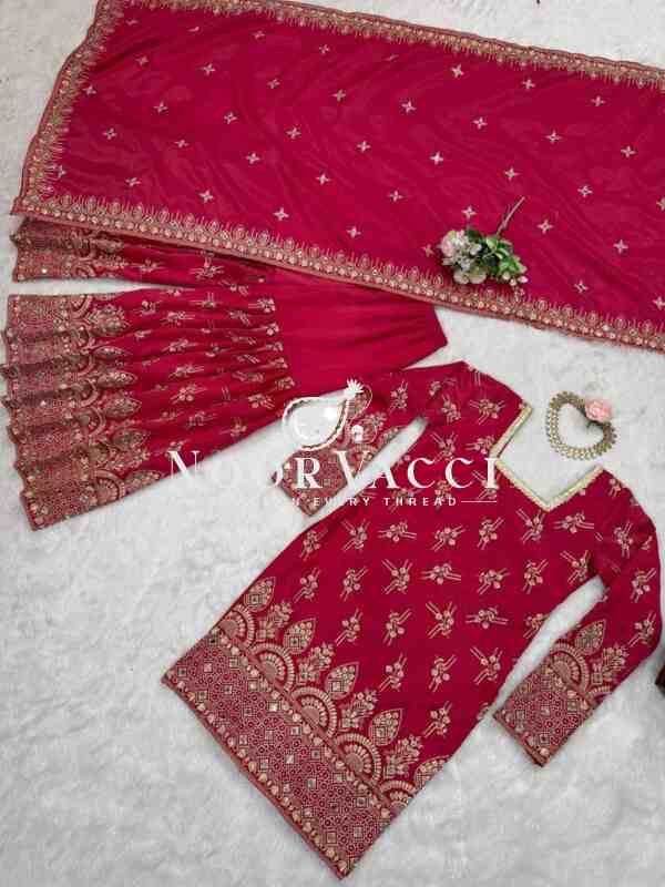 Shimmer Silk Real Mirror Work Sharara Set with Dupatta - Image 10