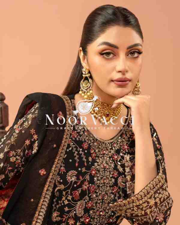 Georgette Embroidered Suit with Real Diamond Work and Dupatta - Image 3