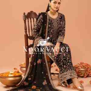 Georgette Embroidered Suit with Real Diamond Work and Dupatta