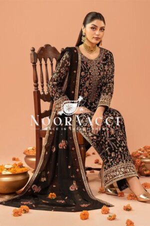 Shop Georgette Embroidered Suit with Real Diamond Work and Dupatta