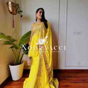 Georgette Embroidered Plazo Suit Set with Dupatta
