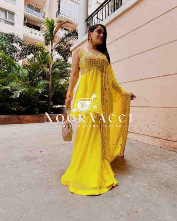 Georgette Embroidered Plazo Suit Set with Dupatta - Image 2