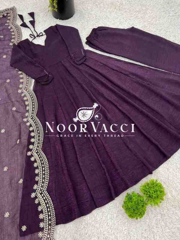 Heavy Fandy Silk Embroidered Gown with Dupatta – Real Modeling Party Wear Look - Image 2