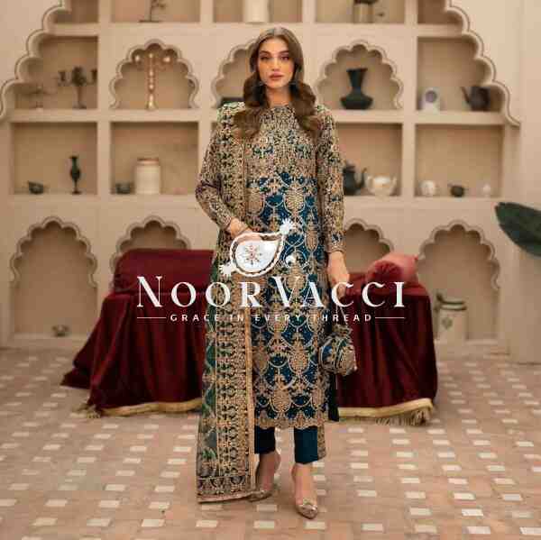 Heavy Faux Georgette Embroidered Partywear Top-Plazzo Set with Dupatta - Image 2
