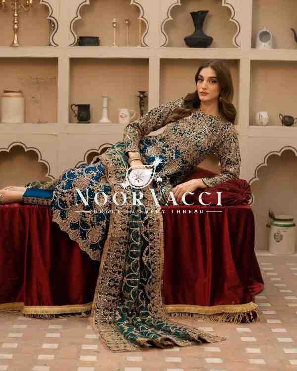 Heavy Faux Georgette Embroidered Partywear Top-Plazzo Set with Dupatta - Image 3