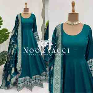 Satin Silk Anarkali Flair Suit with Jacquard Silk Dupatta