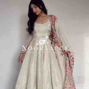 Chinon Silk Suit Set with Mukesh and Sequin Work and Dupatta