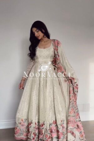 Buy Chinon Silk Suit Set with Mukesh and Sequin Work and Dupatta