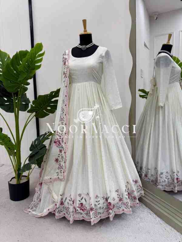 Chinon Silk Suit Set with Mukesh and Sequin Work and Dupatta - Image 5