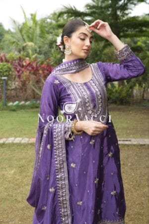 Shop Designer Embroidered Chinon Suit