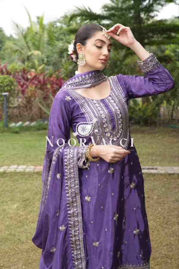 New Designer Embroidered Chinon Suit