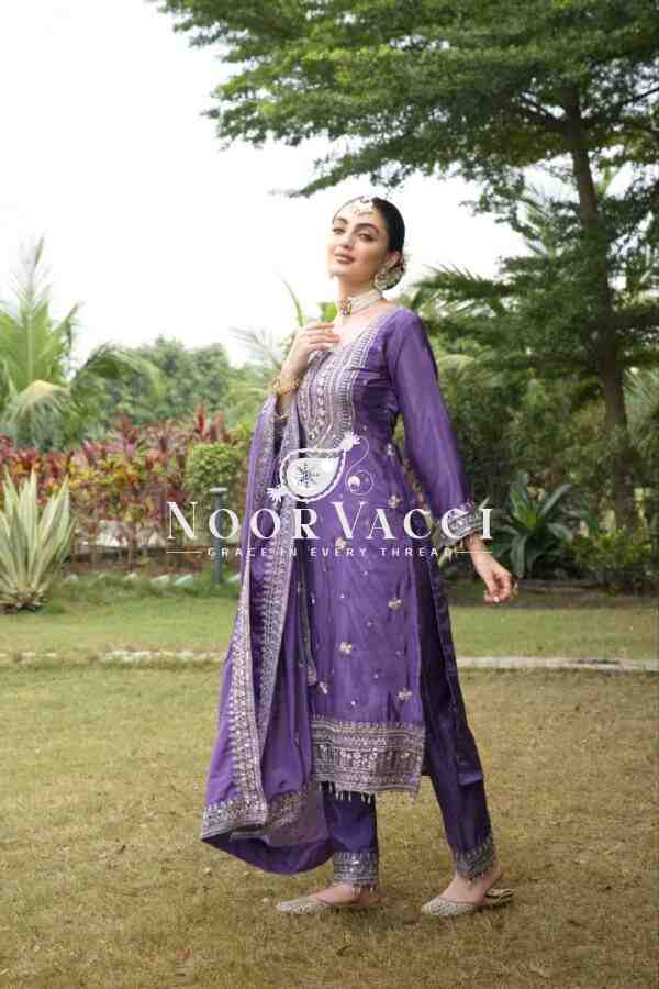 New Designer Embroidered Chinon Suit - Image 8