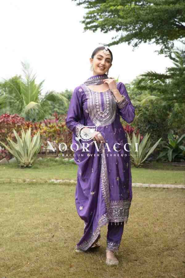 New Designer Embroidered Chinon Suit - Image 3