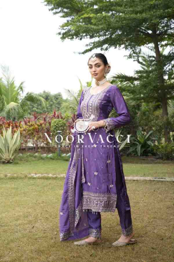 New Designer Embroidered Chinon Suit - Image 7