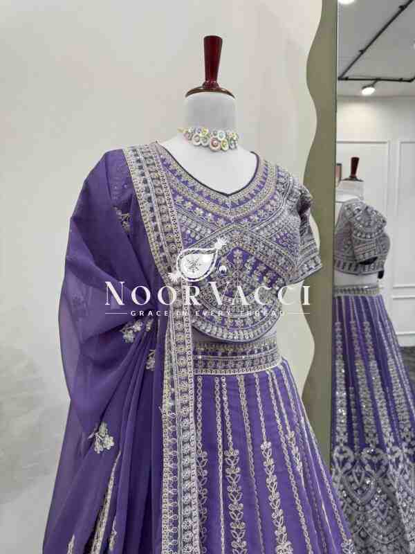 Elegant Faux Georgette Lehenga Set with Coding Dori & Sequin Work - Image 5