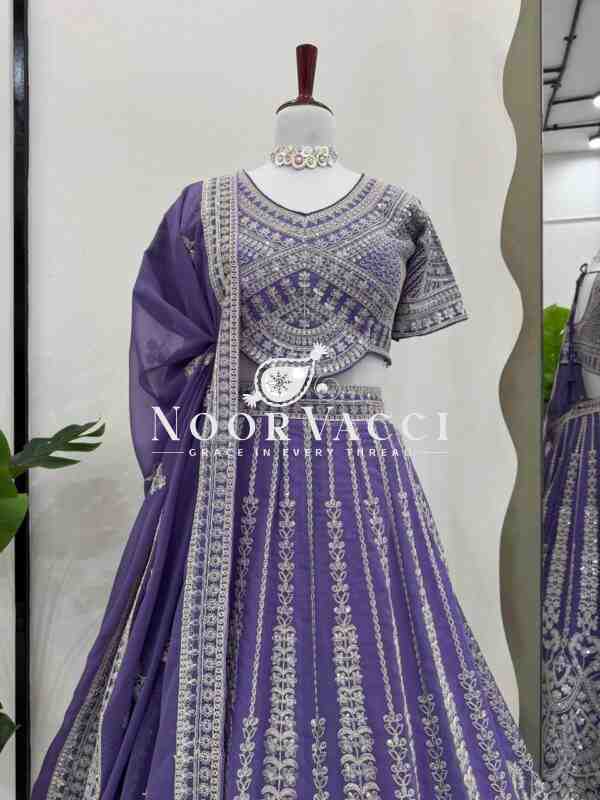 Elegant Faux Georgette Lehenga Set with Coding Dori & Sequin Work - Image 2