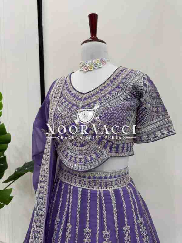 Elegant Faux Georgette Lehenga Set with Coding Dori & Sequin Work - Image 6